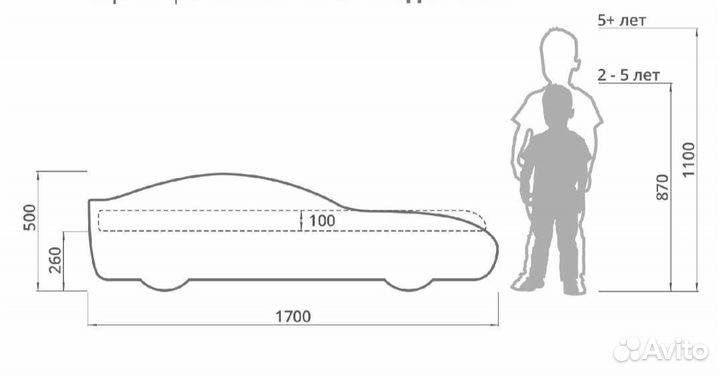 Детская кровать машина бу с матрасом