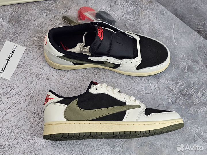 Кроссовки Travis Scott x Air Jordan 1 low olive