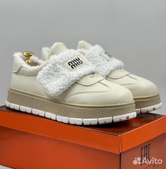 Полуботинки miu miu c мехом