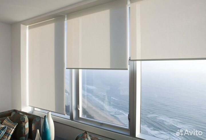 Рулонные шторы 60х180, жалюзи ткань Эко серый Омск