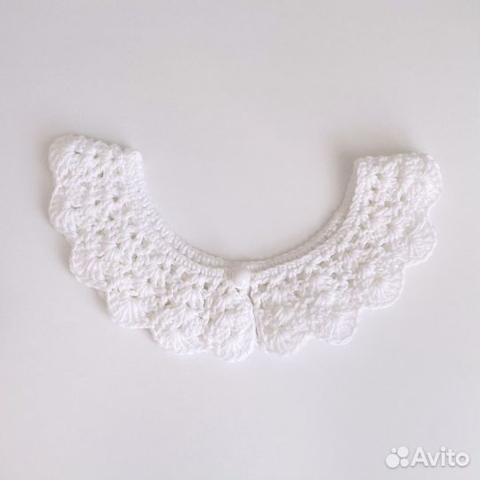 Белый вязаный воротничок для девочки 8-12 лет