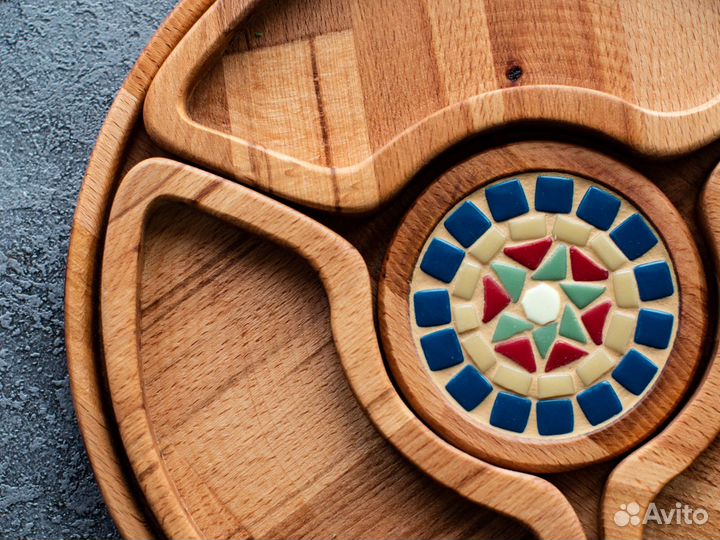 Тарелка из бука новая разборная + мастика