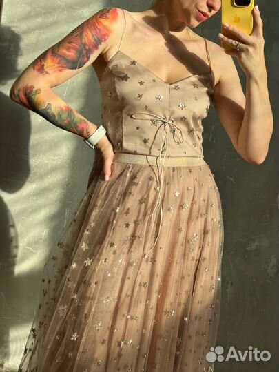 Костюм с пайетками. Золотой топ-юбка. Marina mak
