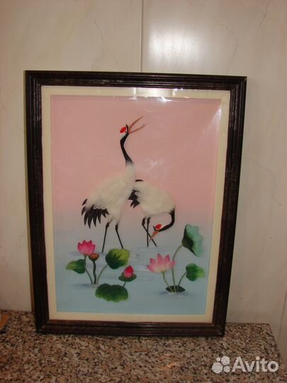 Пано настенное об'емное Цапли. Квиллинг. СССР