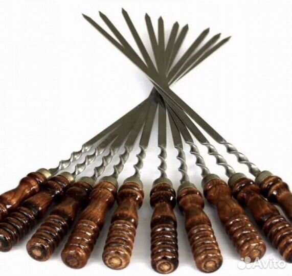 Шампура из нержавейки с деревяной ручкой,40см