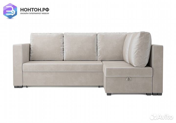 Угловой диван дельфин Мансберг вельвет бежевый