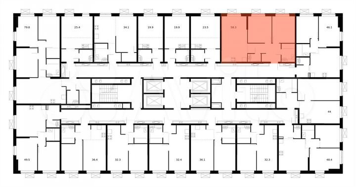 2-к. квартира, 58,3 м², 13/25 эт.