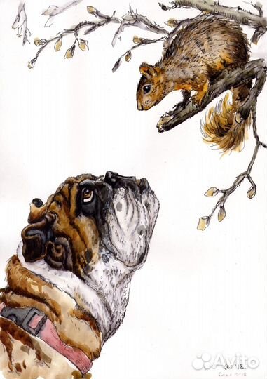 Портрет питомца акварелью на заказ