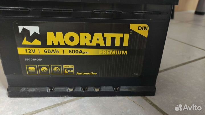 Аккумулятор 12v 60A 600A Moratti