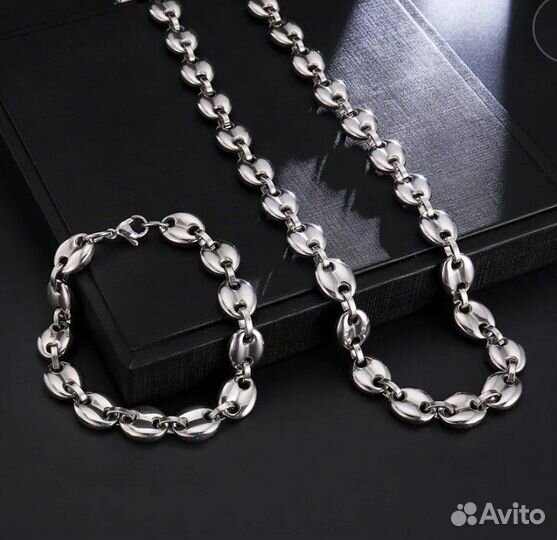 Комплект украшений мужской нержавеющая сталь новый