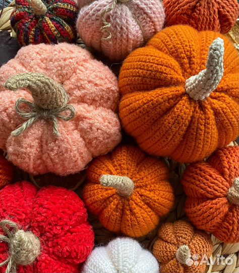 Вязаные тыквы для декора
