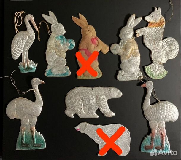 Животные картон картонаж Елочная игрушка СССР