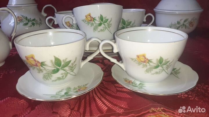 Сервиз чайный кофейный жёлтая роза ГДР