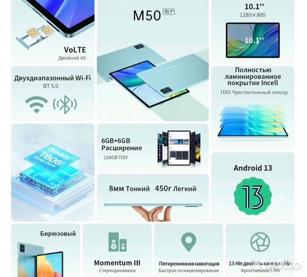 Планшет Teclast M50 6/128 новый с Sim