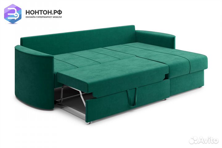 Диван угловой дельфин Колибри изумрудный