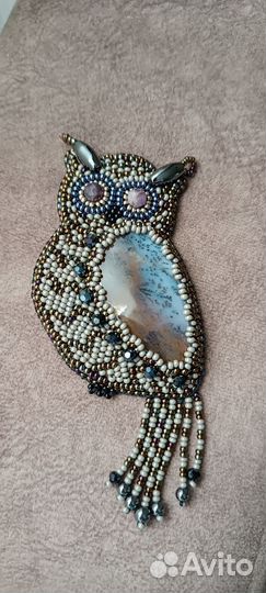 Подвеска ручная вышивка бисером