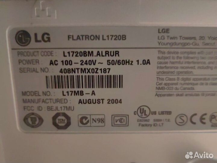 Монитор LG flatron l1720B