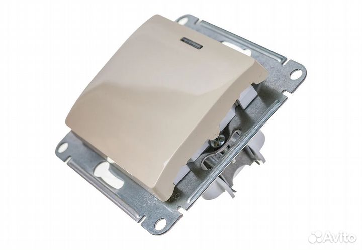 Выключатель 1-кл с подсветкой Glossa бежевый