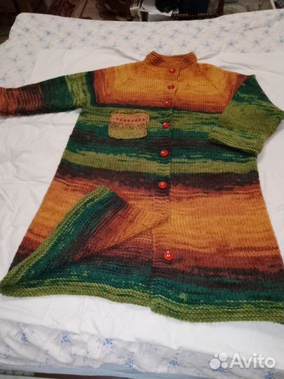 Кардиган- пальто вязанное,р 54-62
