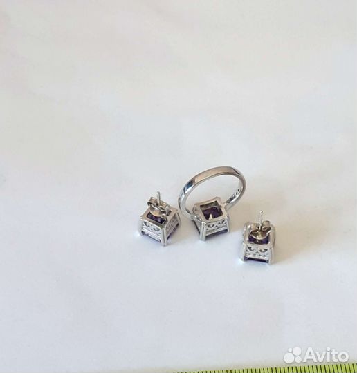 Серьги и кольцо. Серебро 925 проба