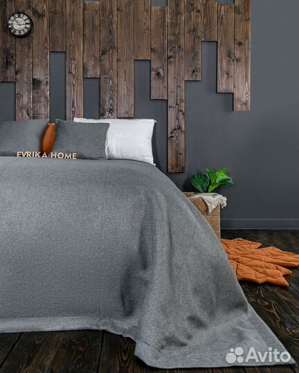 Покрывало орфей тёмно-серый новое плед