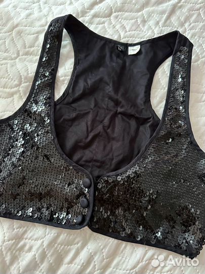 Жилетка костюмная черная пайетки в стиле Pervert