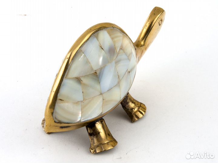 Сувенир фигурка черепаха латунь перламутр редкость