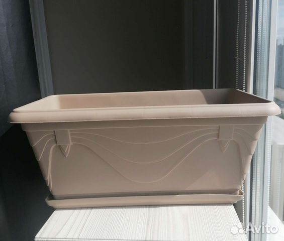 Кашпо для цветов напольное ящик балконный бежевый