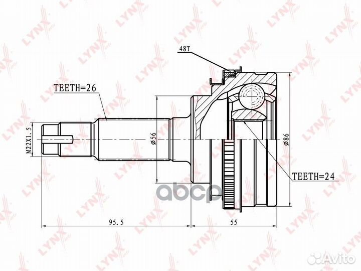 Шрус наруж. ком/кт CO-7509A lynxauto