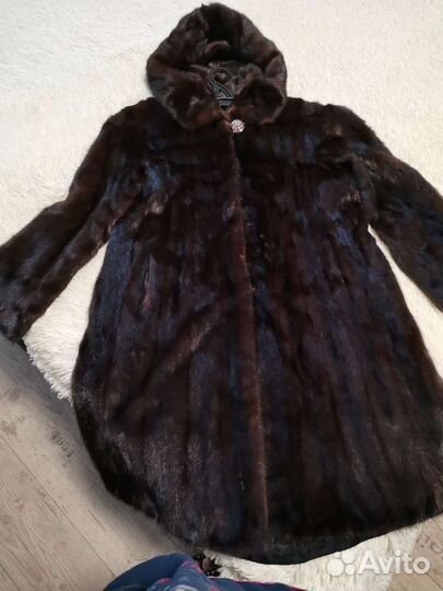 Шуба норковая с капюшоном
