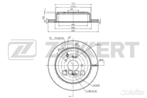 Диск торм. зад. Hyundai ix55 08- bs-5949 Zekkert