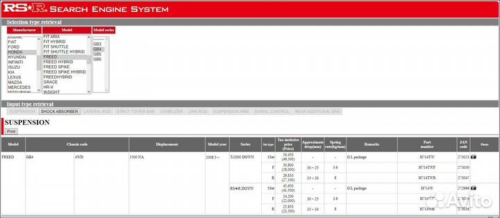 Пружины RS-R Ti2000 Honda Freed gb4