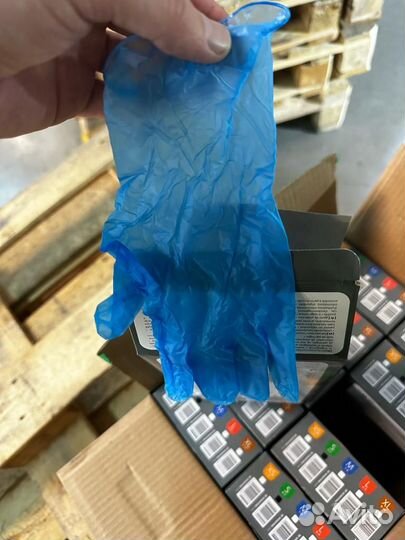 Перчатки виниловые голубые