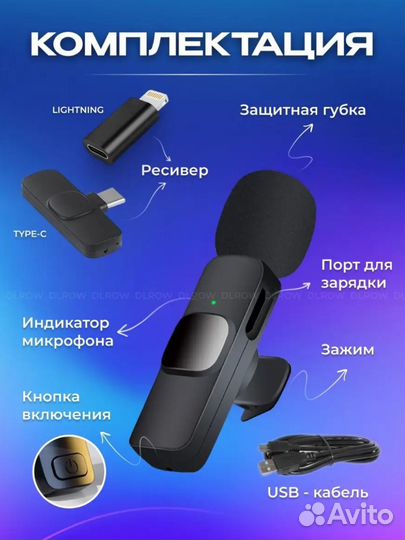 Микрофон петличный беспроводной