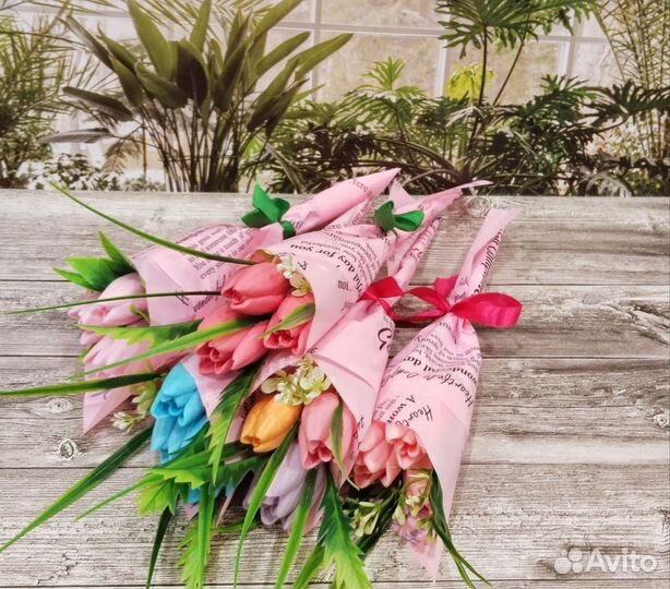 Тюльпаны из мыла ручной работы, подарок на 8 марта