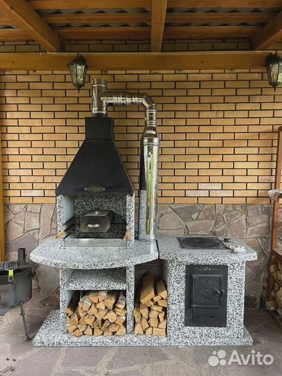 Мангальная зона, камин-барбекю, гриль комплекс, пе