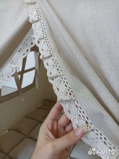 Вигвам лён под заказ с хлопковым кружевом