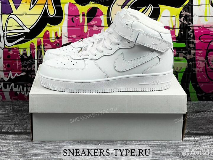 Кроссовки Nike Air Force 1 Mid White (36-45)