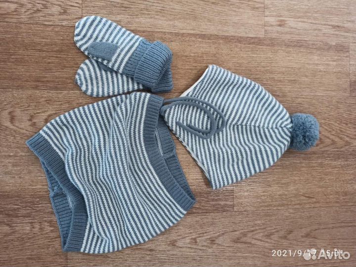 Комплект шапка снуд и варежки