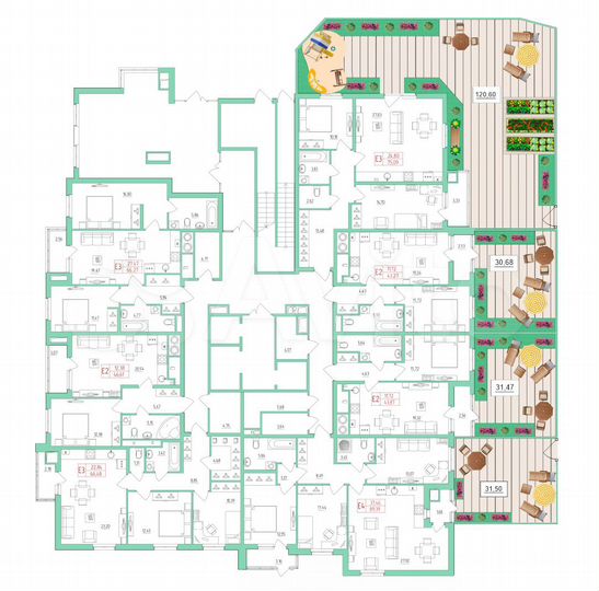 2-к. квартира, 75,1 м², 1/26 эт.