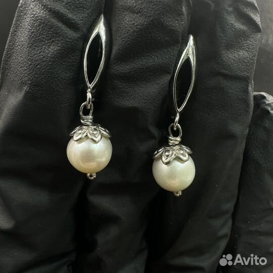 Серьги С жемчугом капля винтаж бижутерия украшения