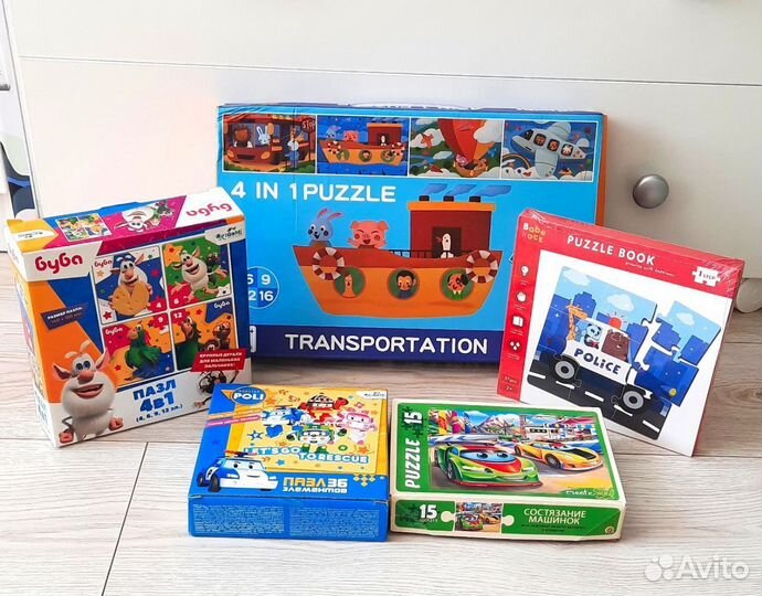 Развивающие игры пазлы пакетом Буба, Робокар Поли