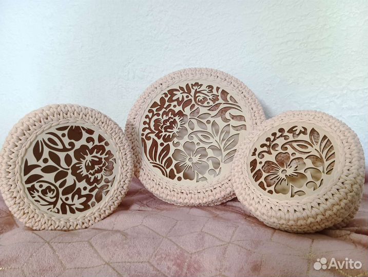 Вязанные корзинки из шнура