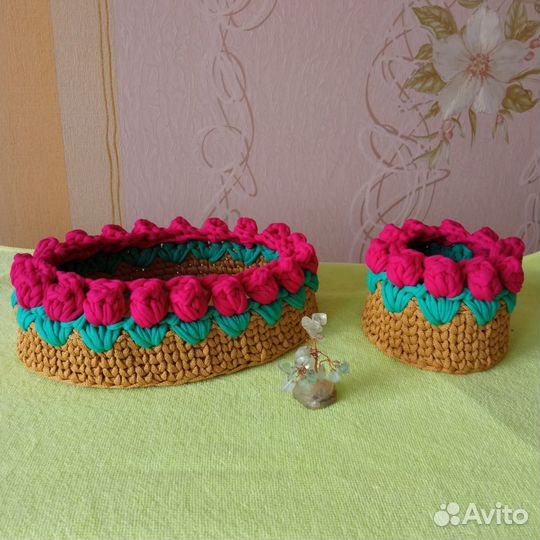 Вязаные корзинки