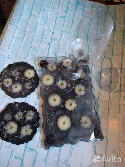 Поднос и 2 подстаканника