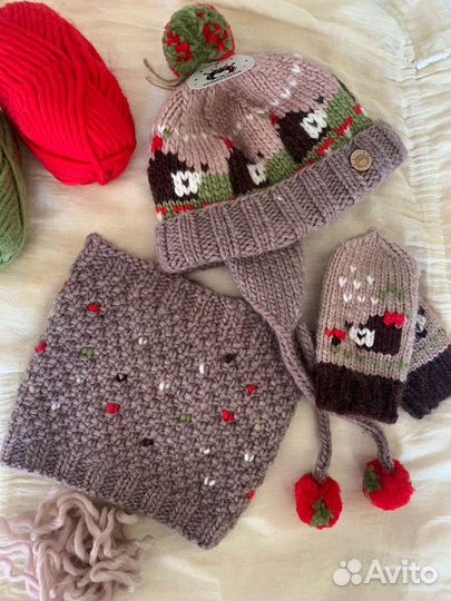 Комплект шапка и снуд зимний новый