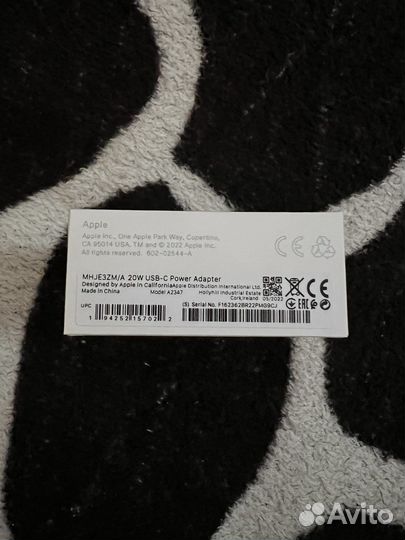 Новый оригинальный блок питания aplle USB-C 20W