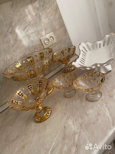 Ваза на ножке конфетница фруктовница