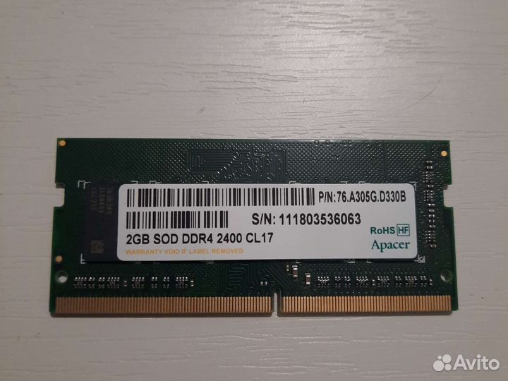 Оперативная память для ноутбука ddr4 2gb