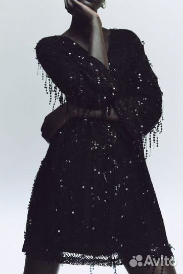 Zara Платье с пайетками, новое, М